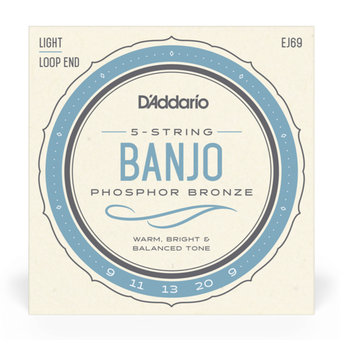 D'Addario EJ69 Phosphor Bronze 5-String Banjo Set Light