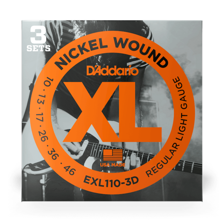 D'Addario EXL110-3D 3 Pack Nickel Wound REG. LIGHT 10-46