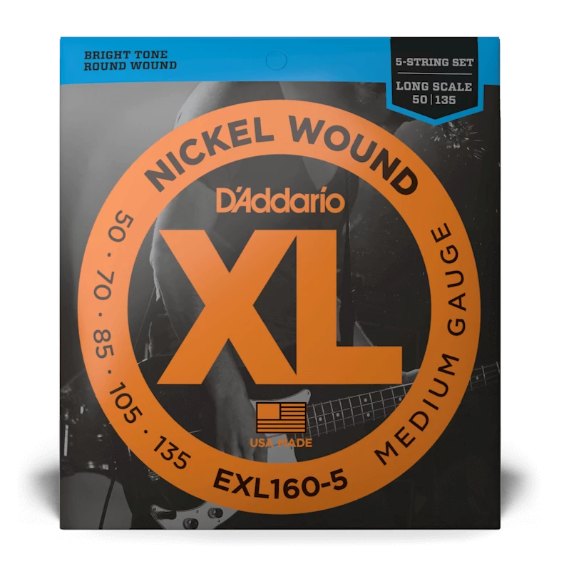 D'Addario Exl160-5 Nickel Round Wound 5 cordes / échelle longue 50-135