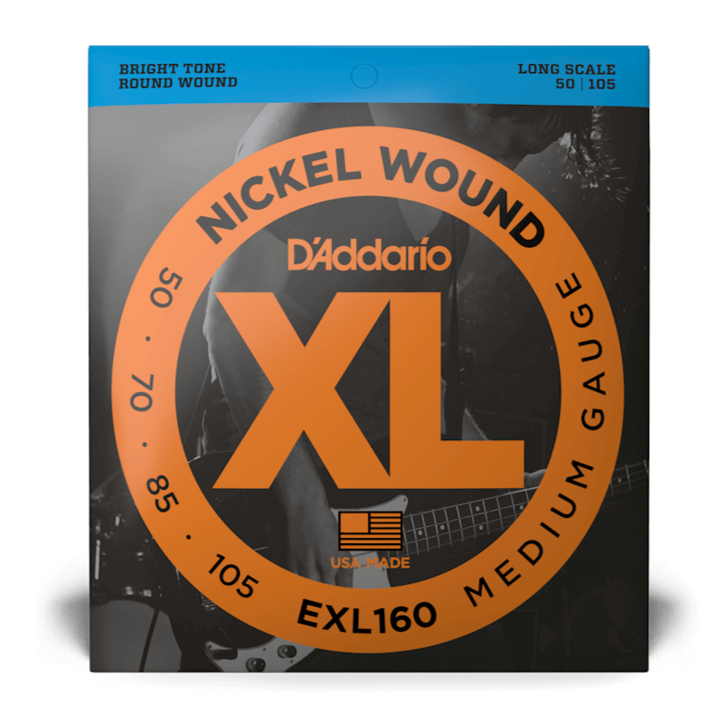 D'Addario EXL160 Nickel à plaie ronde LONGUE ÉCHELLE 50-105
