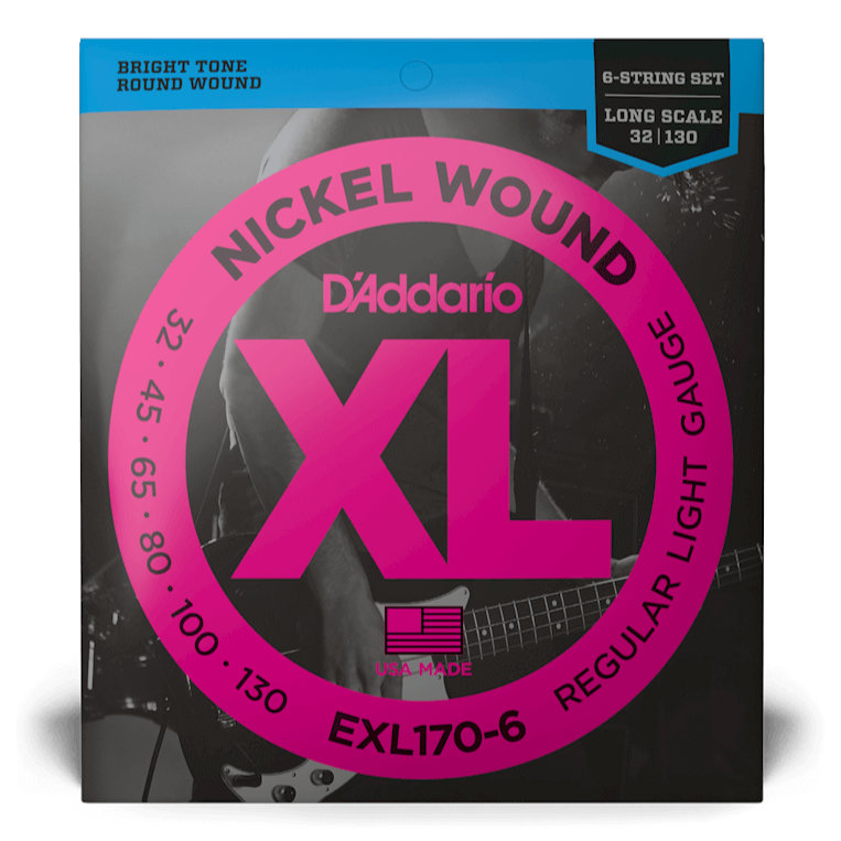 D'Addario EXL170-6 Nickel Round Wound 6-STRING LONG SCALE 32-130