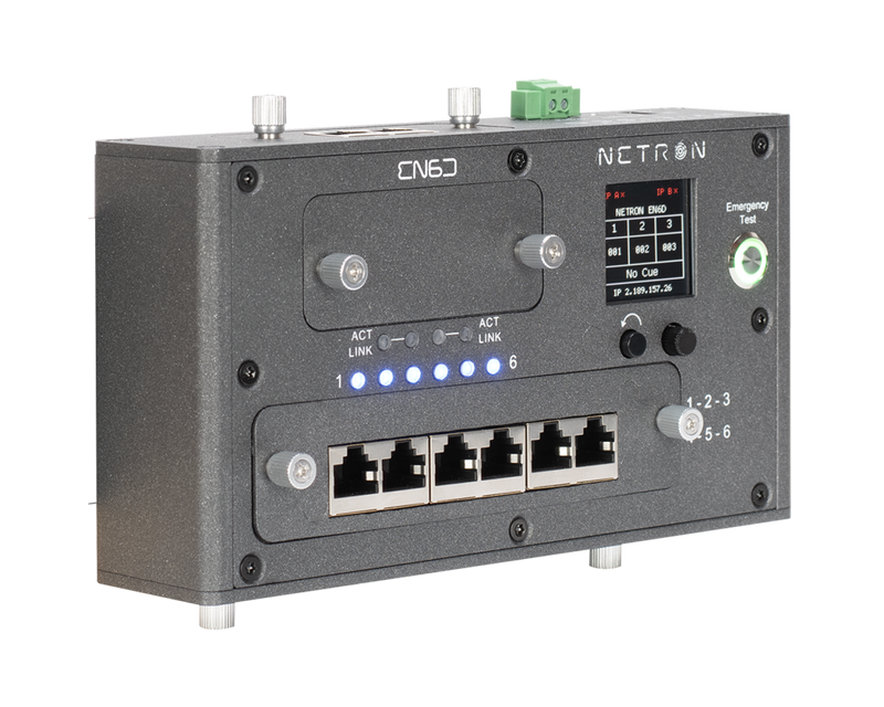 Obsidian EN6D DIN Mount de rail 6 voies Ethernet à DMX Gateway