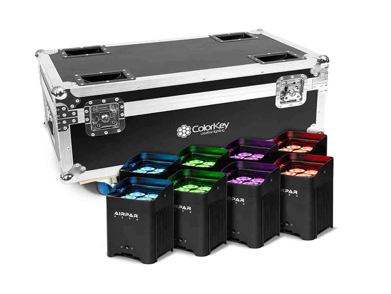 ColorKey CKU-7078-KIT AirPar HEX 4, 8-Pack Bundle with Charging Road Case