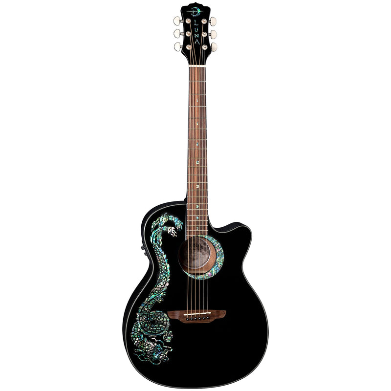 Luna FAUNA Dragon Guitare Acoustique/Électrique - Noir Classique 