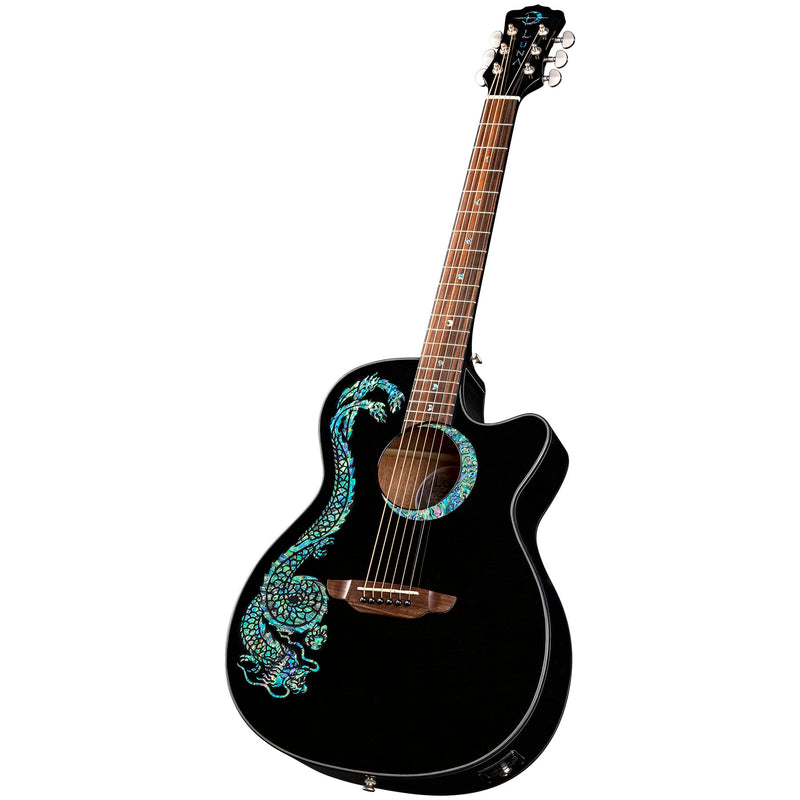 Luna FAUNA Dragon Guitare Acoustique/Électrique - Noir Classique 