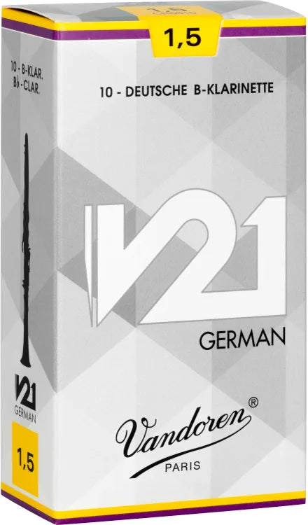 Vandoren CR8615 V21 German Clarinet Reeds 1.5 Strength (Box of 10)