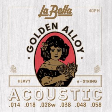 La Bella 40PH 80/20 Cordes de guitare acoustique en alliage doré lourdes (14-58)
