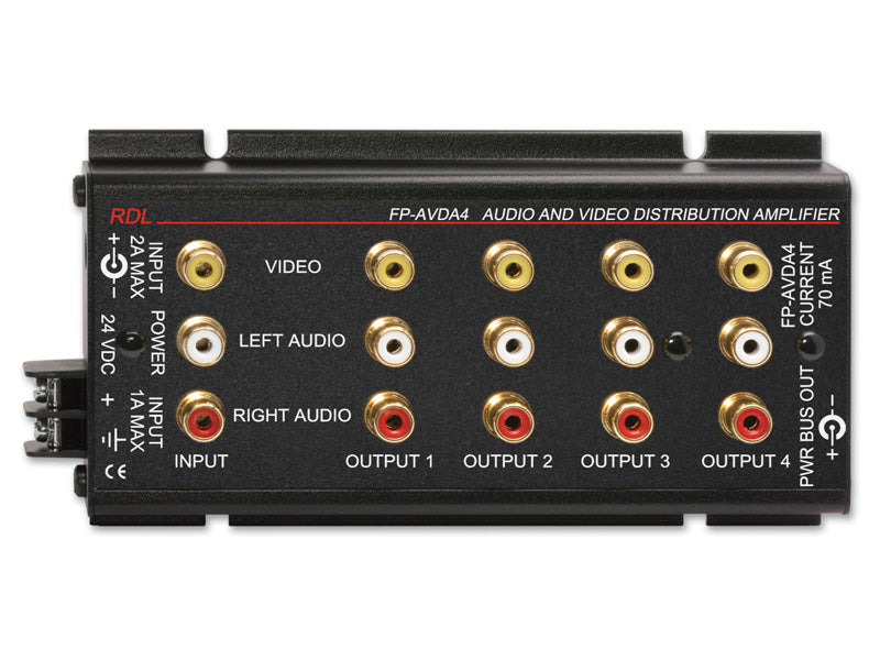 RDL FP-AVDA4 Stereo Audio/Video Distribution Amplifier - 1x4