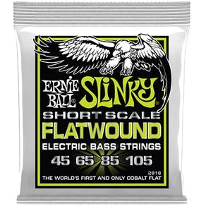 Ernie Ball 2818EB Regular Slinky Flatwound Extra Electric Bass Guitar Short Scale Strings 45-105