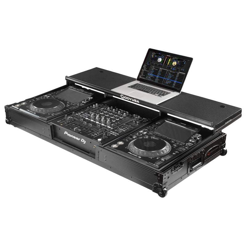 Odyssey FZGSDJMA9CDJWBL Flight case DJ Coffin Glide-Style avec roulettes pour DJM-A9 / CDJ-3000 ou équipement de taille similaire (étiquette noire)