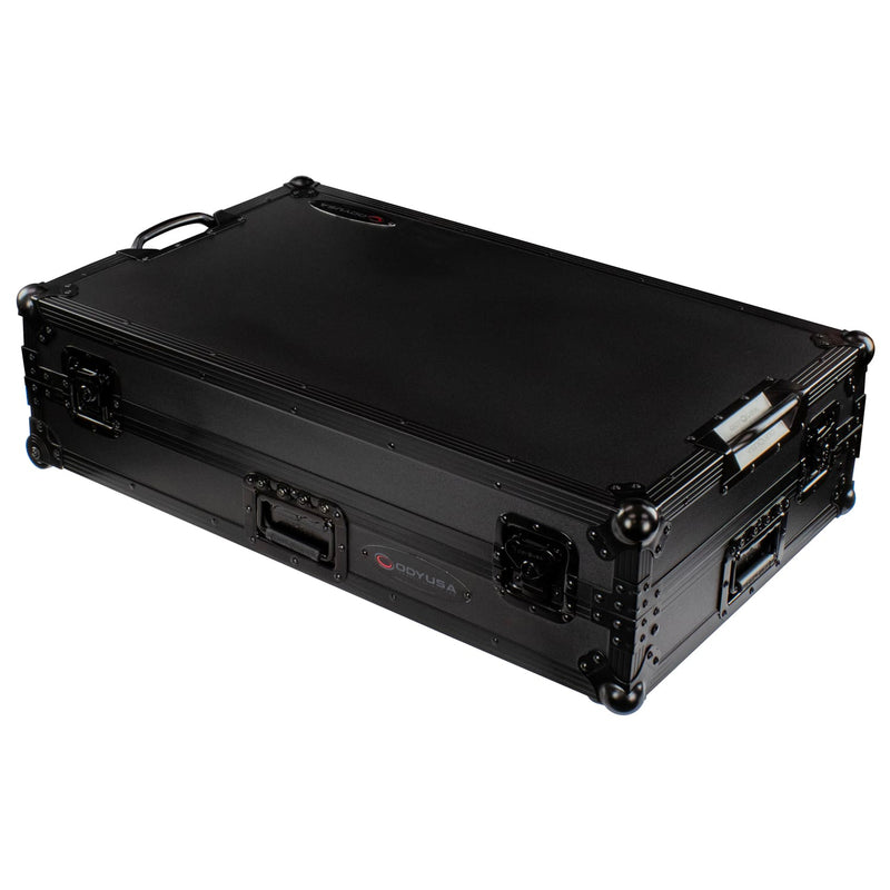 Odyssey FZGSRANE4W1BL Rane Four 1U Flight Case with Glide Style Laptop Platform and Wheels (Black Label)