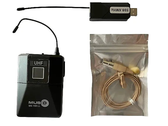 Musique 8 M8-15B LL Système sans fil professionnel avec récepteur USB et émetteur Mic et Beltpack Lavalier Mic et Beltpack