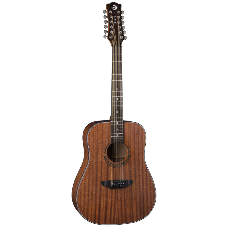 Guitare acoustique 12 cordes Luna GYPSY Dreadnought Top en acajou - Naturel satiné 