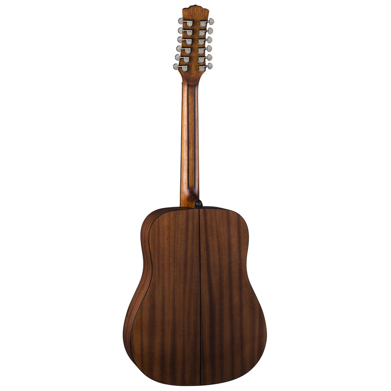 Guitare acoustique 12 cordes Luna GYPSY Dreadnought Top en acajou - Naturel satiné 