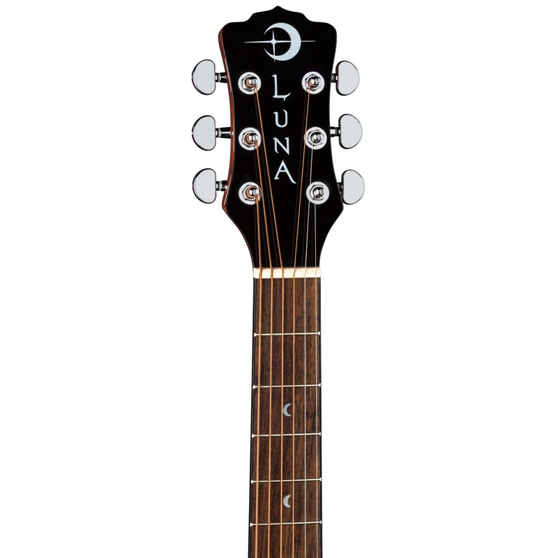 Luna GYPSY EXOTIC Acoustic/Electric Guitar (Black/White Ebony)