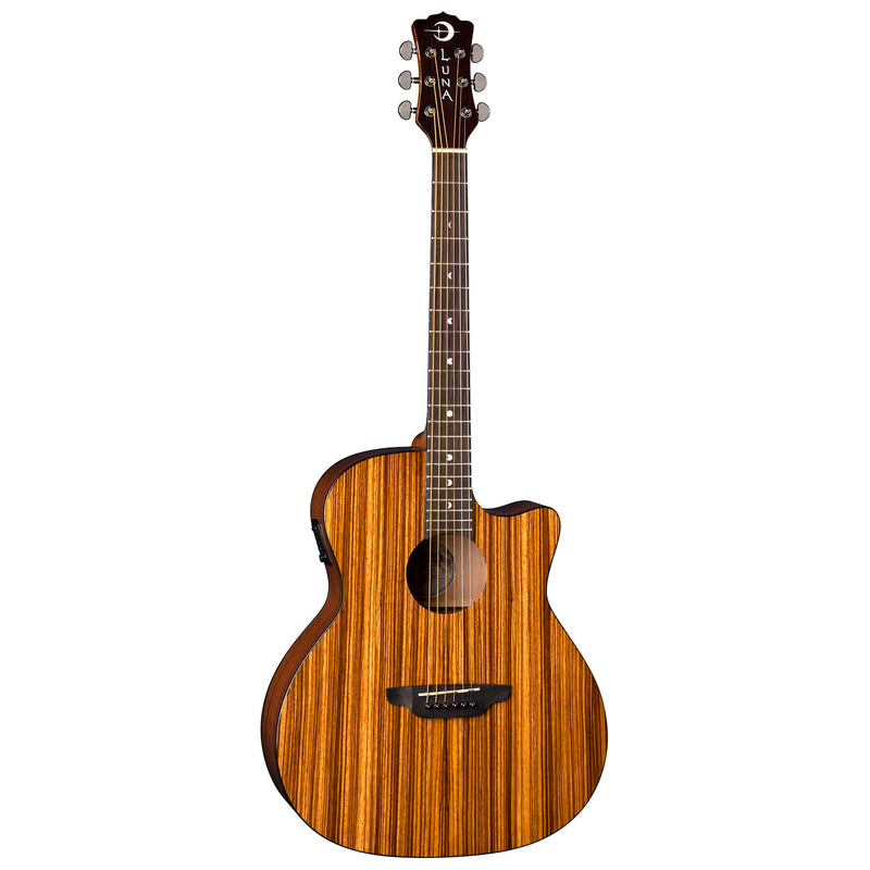 Luna GYP E ZBR Gypsy Exotic Zebrawood Acoustic/Electric Guitar (Gloss Natural)