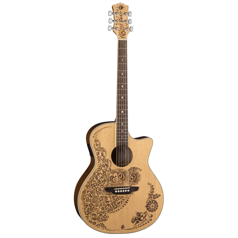 Luna HENNA OASIS Guitare électro-acoustique 6 cordes - Table en épicéa massif