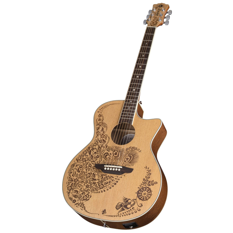 Luna HENNA OASIS Guitare électro-acoustique 6 cordes - Table en épicéa massif