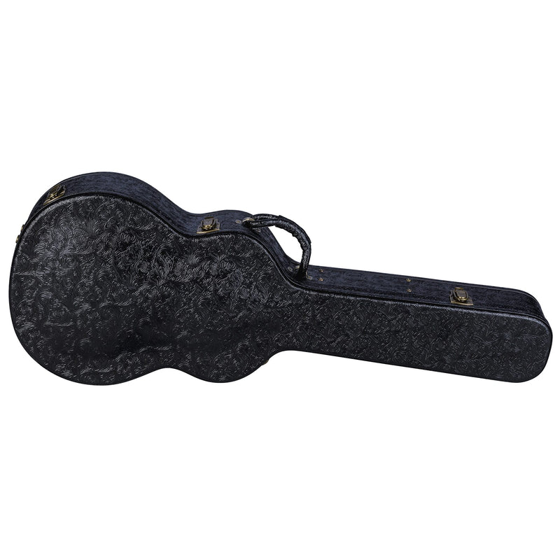 Luna HARD CASE Étui rigide en cuir pour guitare acoustique folk/parlour – Noir