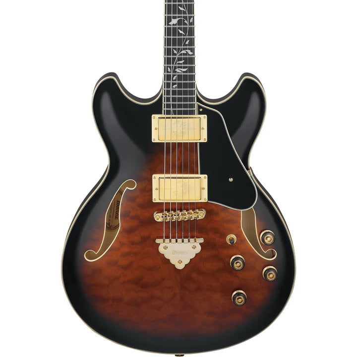 Ibanez AS93QMSPDBS Semi Hollow-Body Electric Guitar (Dark Brown Sunburst)