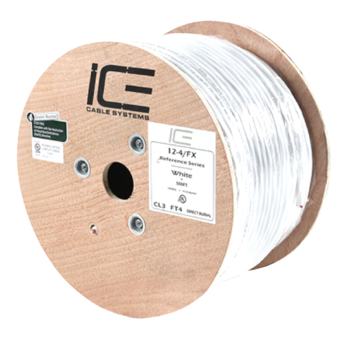 Ice Cable 12-4FX/SPOOL/WHT 12-4 Câble à enfouissement direct – Bobine de 152,4 m (Blanc)