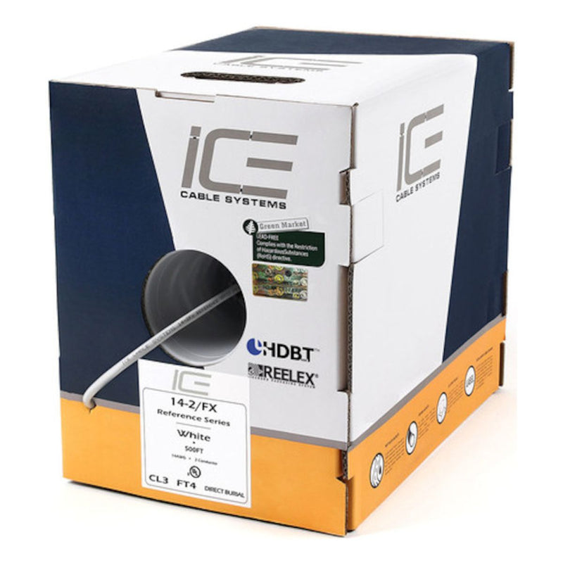 Ice Cable 14-2FX/BOX/WHT 14-2 Câble d'enterrement direct – Boîte de 152,4 m (Blanc)