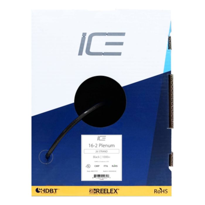 Ice Cable 16-2/P/BLK 16-2 Plenum Cable - 1000ft Box (Black)