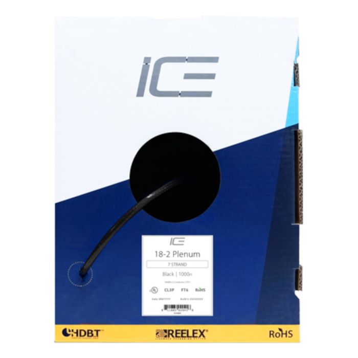 Ice Cable 18-2/P/BLK 18-2 Plenum Cable - 1000ft Box (Black)