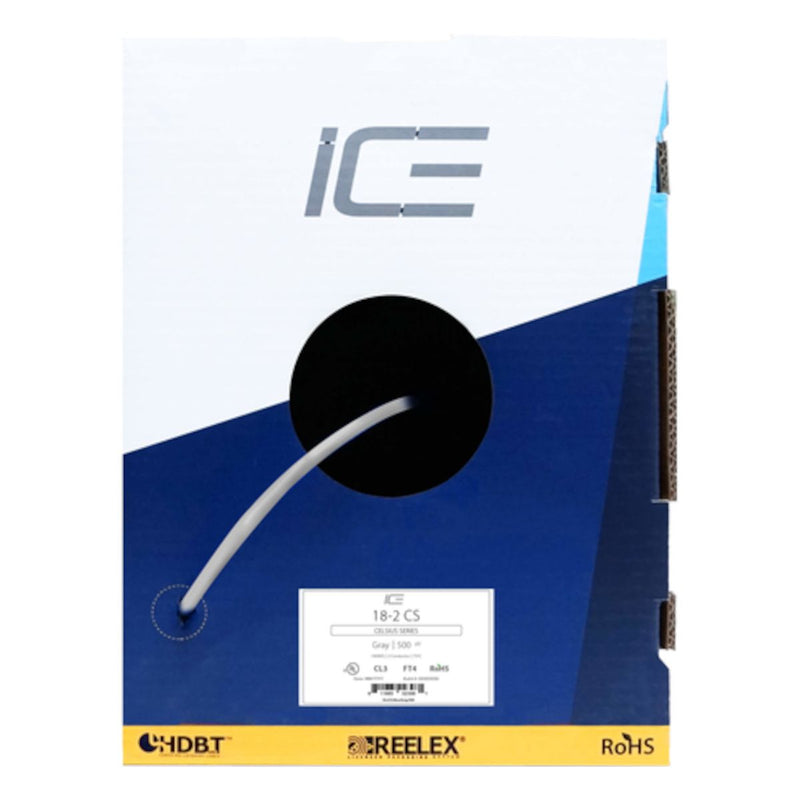 Ice Cable 18-2CS/BOX/GRY/500 Câble 18-2 à épaisseur réduite – Boîte de 152,4 m (gris)