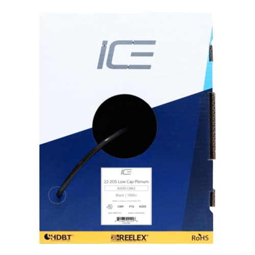 Ice Cable 22-2OS/LC/P/BLK 22-2 OS Low Cap Cable Plenum - 1000ft Box (Black)