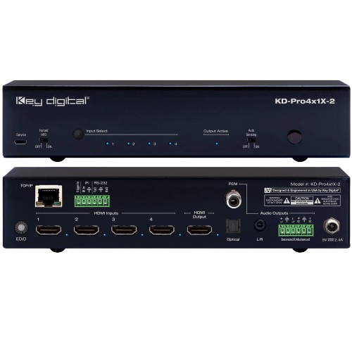 Key Digital KD-Pro4x1X-2 HDMI Switcher With De-Embedded Audio Output