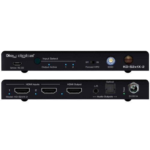 Clé Digital KD-S2X1X-2 Switcher HDMI avec L / R et sortie audio optique