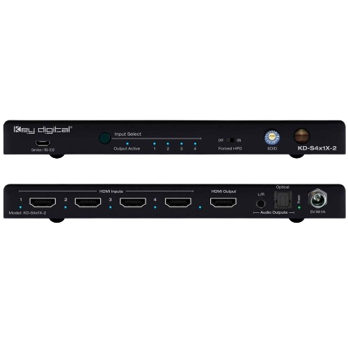 Clé Digital KD-S4X1X-2 Switcher HDMI avec L / R et sortie audio optique