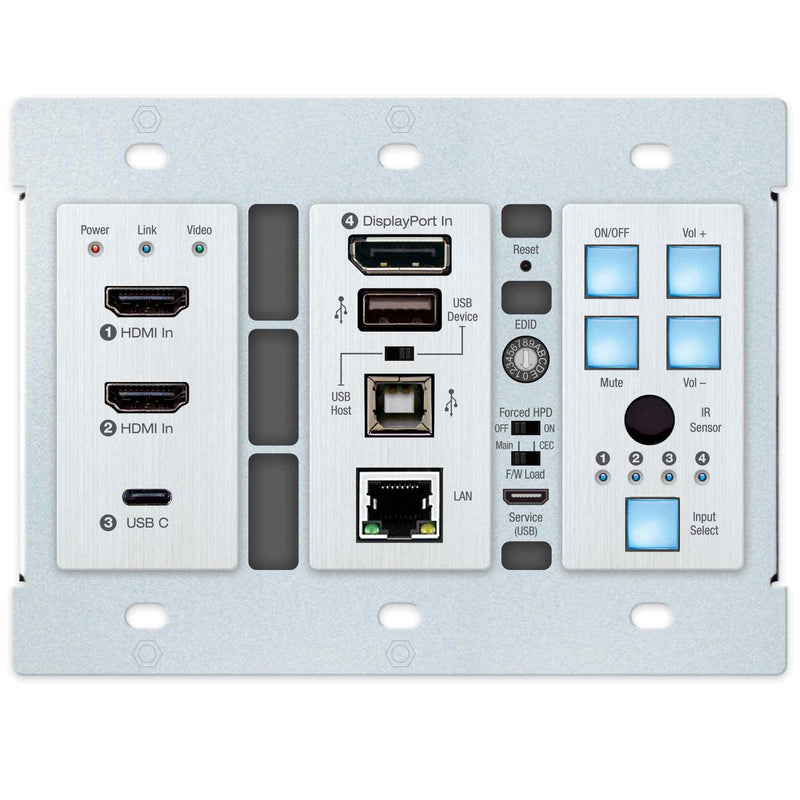 Key Digital KD-X4x1WUTx 4 Input Multi Format Switcher Transmitter Wall Plate