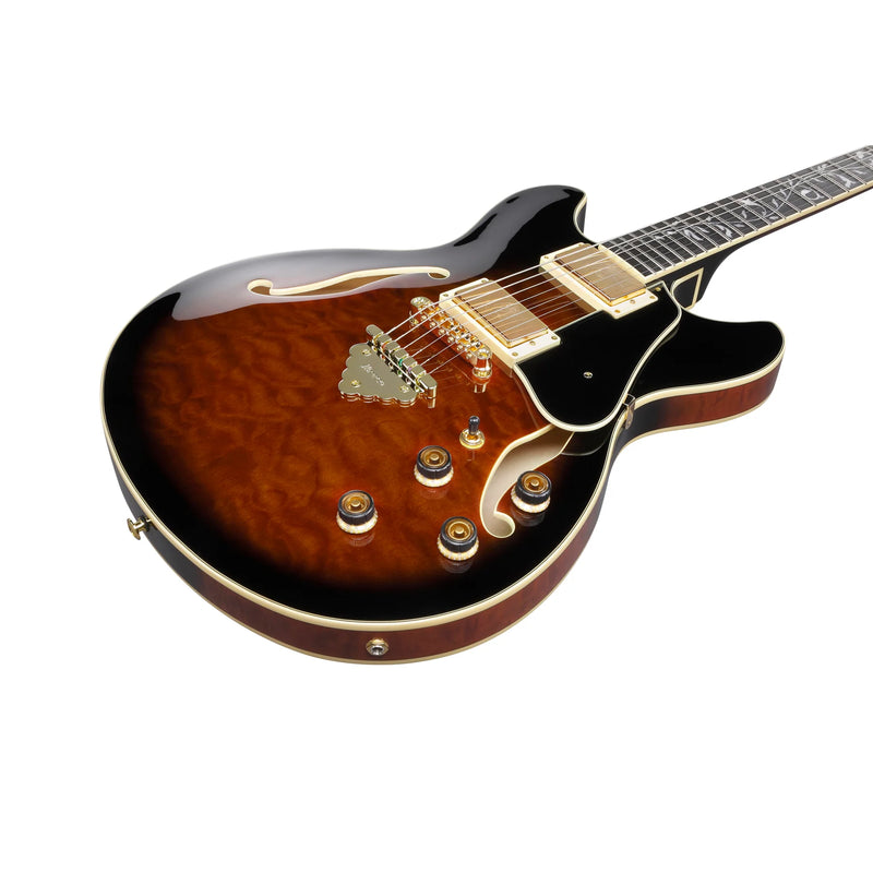 Ibanez AS93QMSPDBS Semi Hollow-Body Electric Guitar (Dark Brown Sunburst)