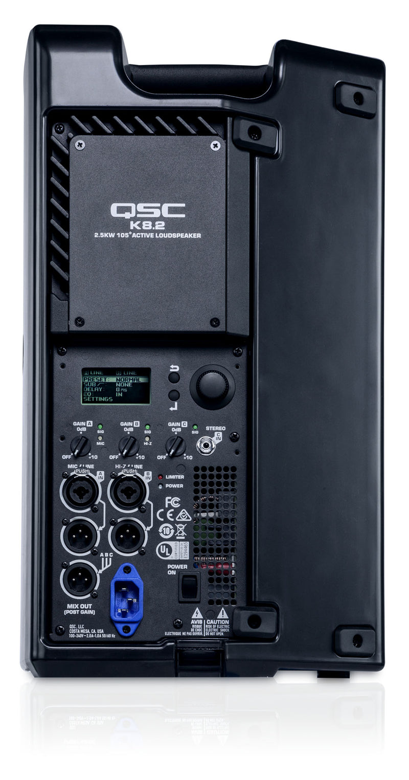QSC K8.2 2 Way 2000W Powered Speaker 105° Axisymetric 8/1.4 Drivers - 8"