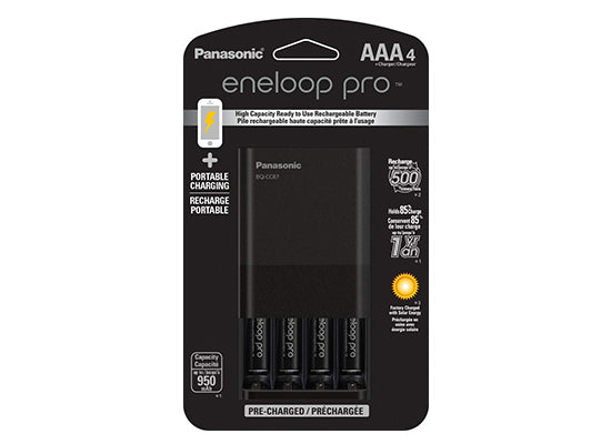 Panasonic KKJ87K3A4BA ENLEOOP PRO® USB Charger rapide avec des batteries rechargeables Ni-MH à haute capacité - 4x AAA