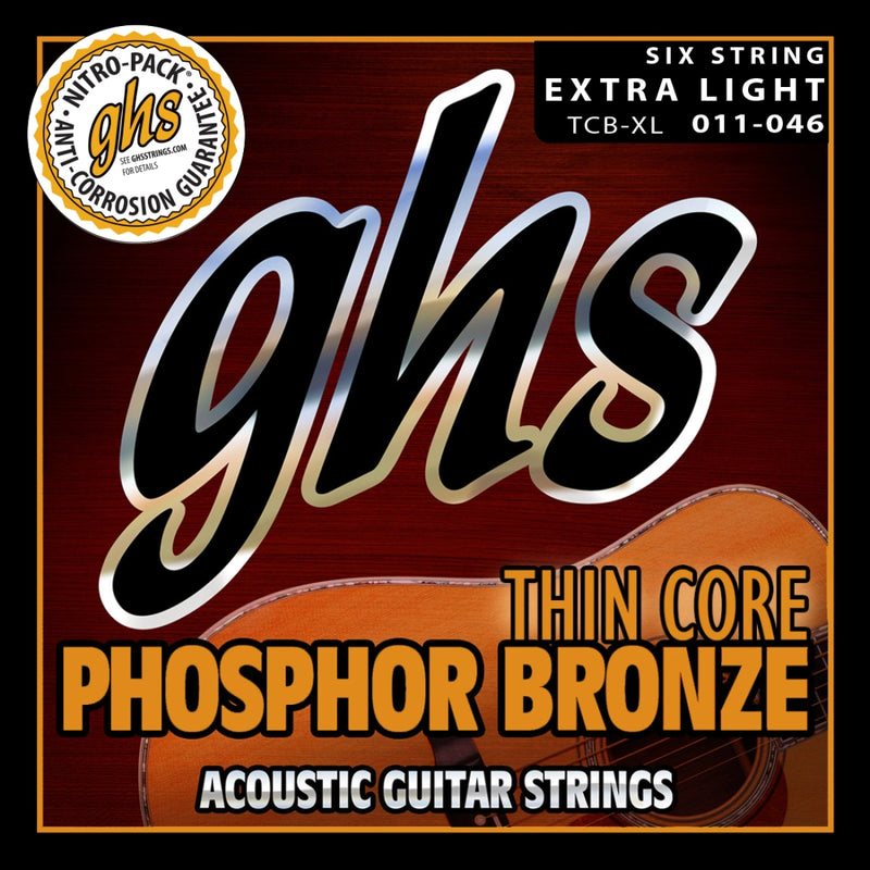 Ghs TCB-XL Thin Core Phosphor Bronze Acoustic Guitar String Set - Extra Light