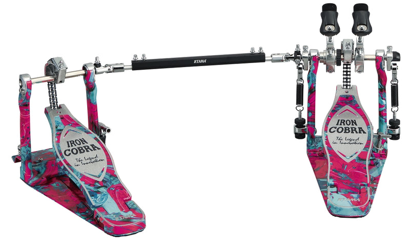 Tama HP900PWMCS 50th Anniversary Limited Edition Iron Cobra Power Glide Twin Pedal (Marble Coral Swirl)