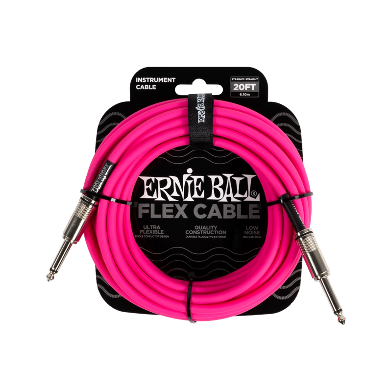 Ernie Ball 6418EB Flex Instrument Cable Straight/Straight (Pink) - 20ft