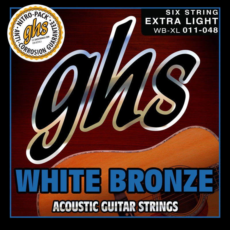 Ghs WB-XL White Bronze Acoustic Electric Guitar Strings - Extra Light