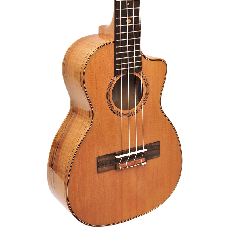 Leho LHUC-CMF-CE SPALTED MAPLE CONCET UKULELE COUPAWAY AVEC CEDAR SOLID