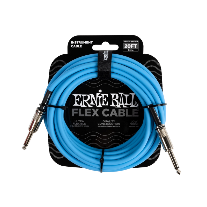 Ernie Ball 6417EB Câble d'instrument flexible droit/droit (bleu) - 20 pieds