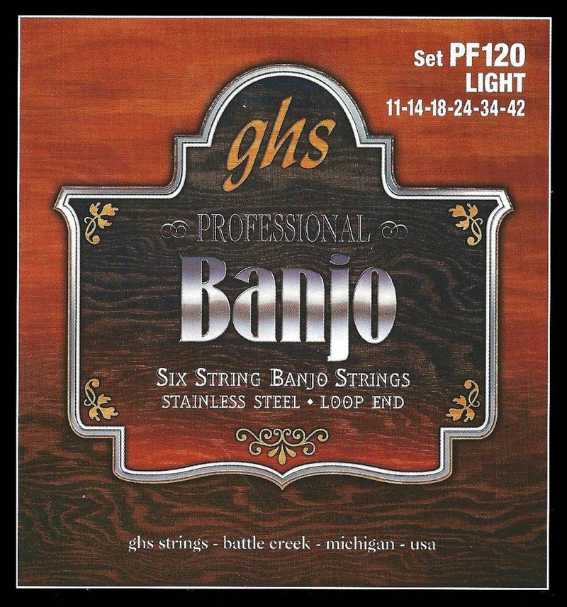 Ghs PF120 Banjo 6-String Stainless Steel Set - Light