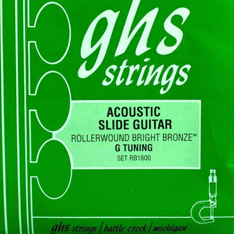 Ghs RB1600 Bright Bronze Rollerwound Acoustic Slide Guitar Strings - G Tuning