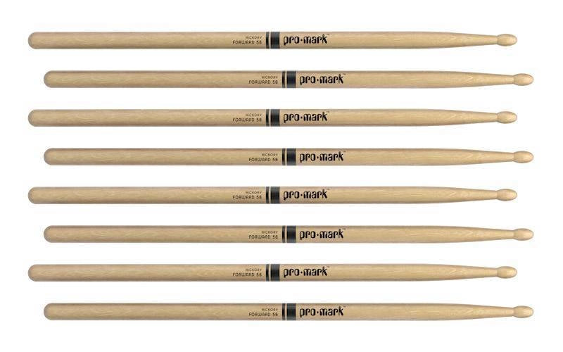 Pro-Mark TX5BW-4P Forward Lacquered Hickory Drumsticks - 5B (4-Pack)
