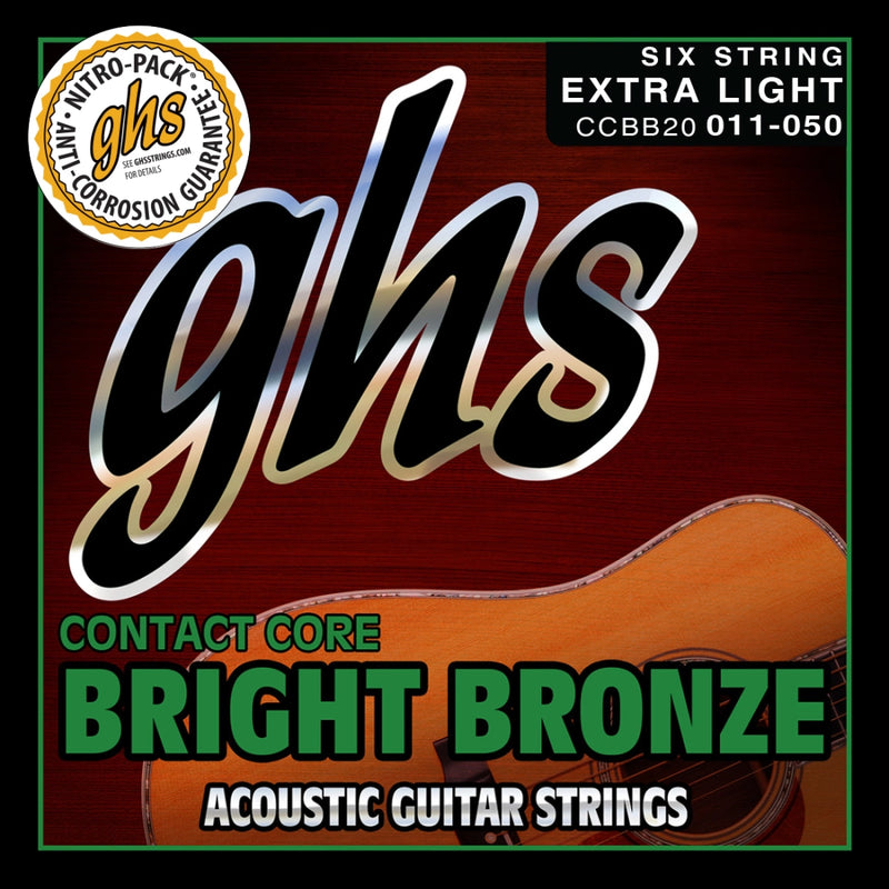 Ghs CCBB20 Contact Core Bright Bronze Acoustic Guitar Strings - Extra Light