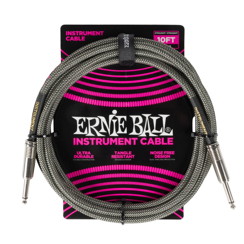 Ernie Ball 6429EB Câble tressé droit (Silver Fox) - 10 '