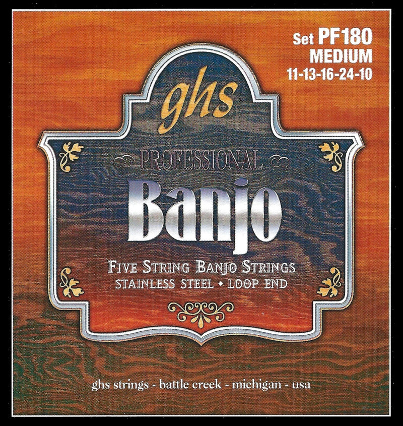 Ghs PF180 Banjo 5 String Stainless Medium .011 - .024