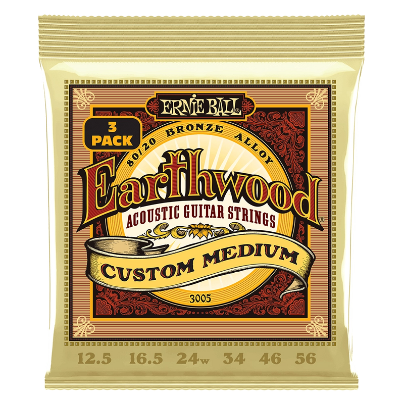 Ernie Ball 3005EB Earthwood Medium Acoustic Guitar Strings (3 Pack)